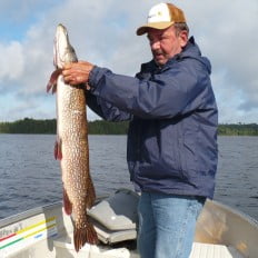 Fishing for northern pike on Lake Biscotasi